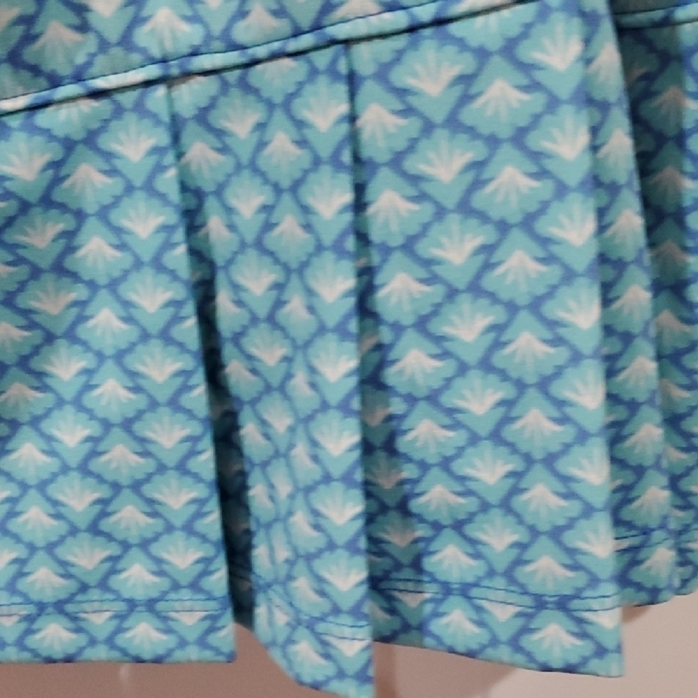 Sigrid Olsen Golf & TENNIS Aqua Geometric Patterned Pleated Skort Pickleball - Picture 4 of 9